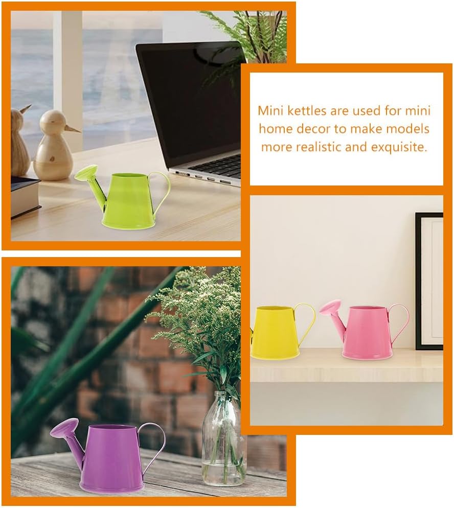 6pcs Mini Watering Can Child Iron Metal Flower Vessel, 8.5X4.7X4.3CM
