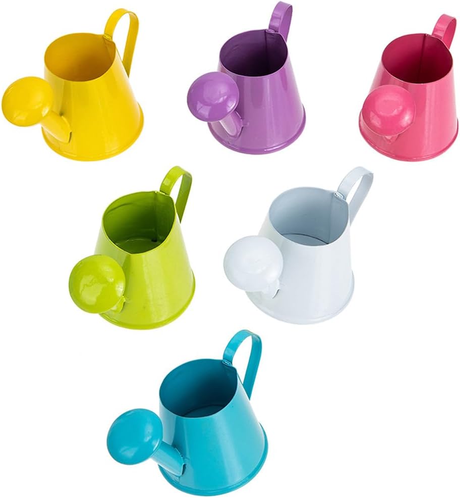 6pcs Mini Watering Can Child Iron Metal Flower Vessel, 8.5X4.7X4.3CM