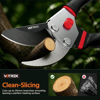 8.5" Bypass Pruning Shears, Jam-Proof Spring Clippers for branches