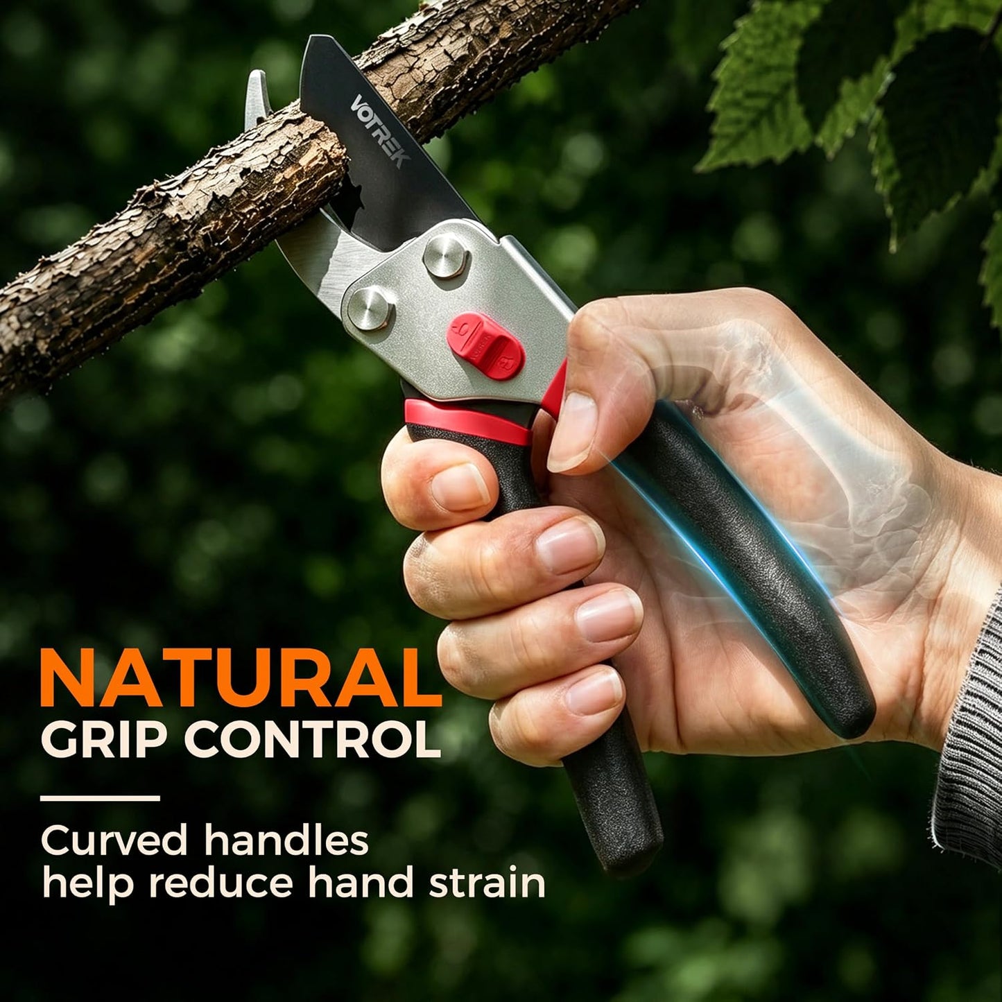 8.5" Bypass Pruning Shears, Jam-Proof Spring Clippers for branches