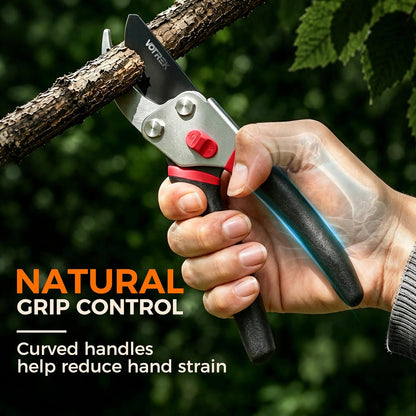 8.5" Bypass Pruning Shears, Jam-Proof Spring Clippers for branches