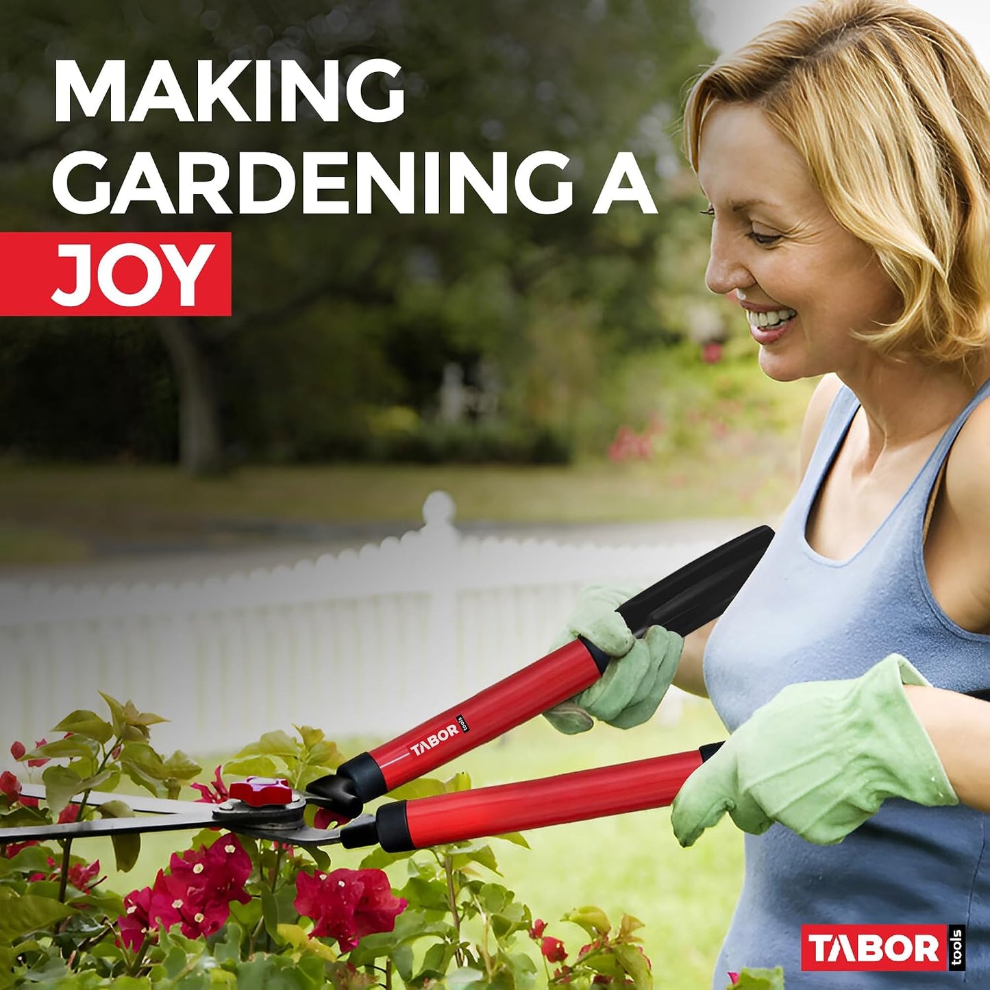 B212A Telescopic Hedge Shears with Wavy Blade and Extendable Steel Handles. Extendable Manual Hedge Clippers for Trimming Borders, Boxwood, and Tall Bushes.
