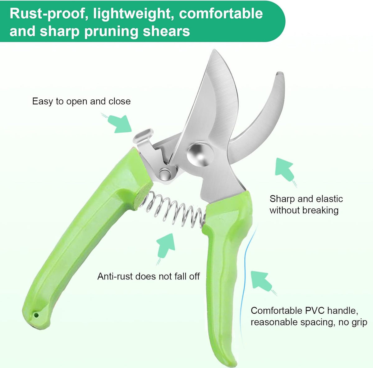 Germany Pruning Shears For Gardening, Arthritis Weak Hand Snips, 4x cutting power trimming, 1-Inch Cut Capacity Garden Clippers, Ergonomic handle, Rust resistant, high strength steel, Sharp