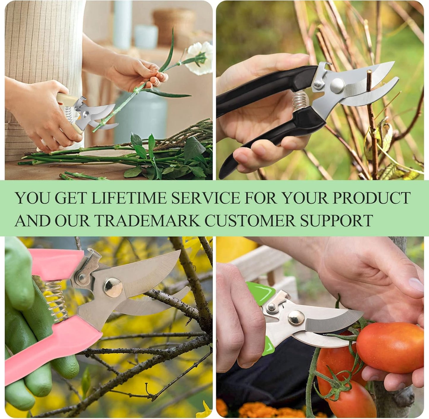 Germany Pruning Shears For Gardening, Arthritis Weak Hand Snips, 4x cutting power trimming, 1-Inch Cut Capacity Garden Clippers, Ergonomic handle, Rust resistant, high strength steel, Sharp