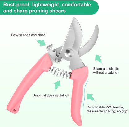 Germany Pruning Shears For Gardening, Arthritis Weak Hand Snips, 4x cutting power trimming, 1-Inch Cut Capacity Garden Clippers, Ergonomic handle, Rust resistant, high strength steel, Sharp
