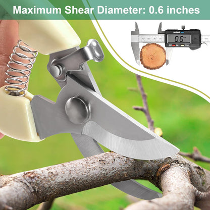 Germany Pruning Shears For Gardening, Arthritis Weak Hand Snips, 4x cutting power trimming, 1-Inch Cut Capacity Garden Clippers, Ergonomic handle, Rust resistant, high strength steel, Sharp