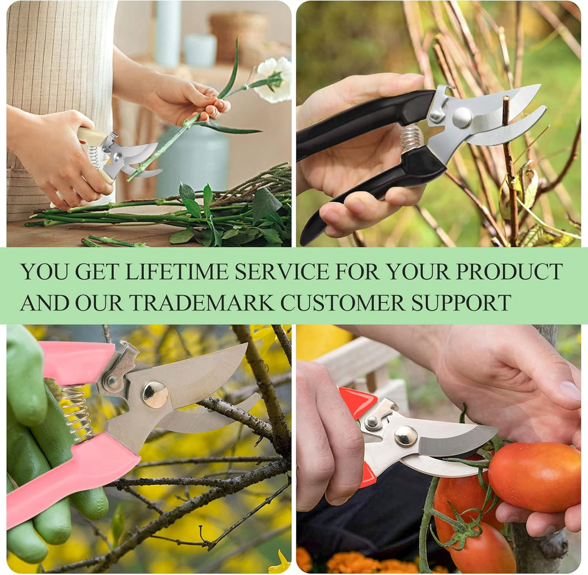 Germany Pruning Shears For Gardening, Arthritis Weak Hand Snips, 4x cutting power trimming, 1-Inch Cut Capacity Garden Clippers, Ergonomic handle, Rust resistant, high strength steel, Sharp