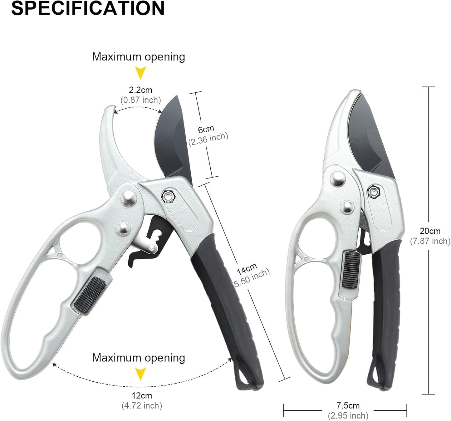 Germany Pruning Shears For Gardening, Arthritis Weak Hand Snips, 4x cutting power trimming, 1-Inch Cut Capacity Garden Clippers, Ergonomic handle, Rust resistant, high strength steel, Sharp
