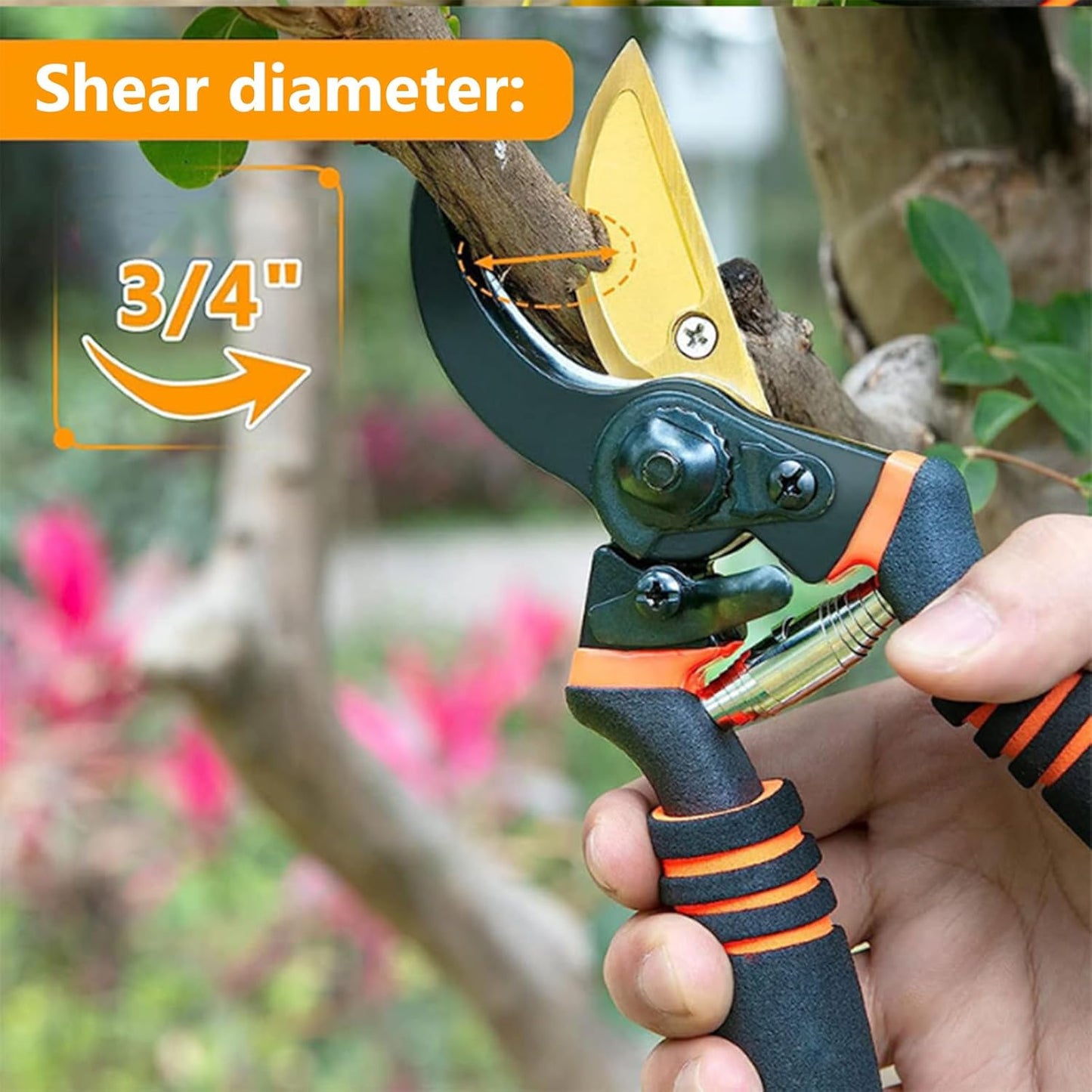 Germany Pruning Shears For Gardening, Arthritis Weak Hand Snips, 4x cutting power trimming, 1-Inch Cut Capacity Garden Clippers, Ergonomic handle, Rust resistant, high strength steel, Sharp