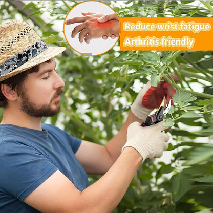 Germany Pruning Shears For Gardening, Arthritis Weak Hand Snips, 4x cutting power trimming, 1-Inch Cut Capacity Garden Clippers, Ergonomic handle, Rust resistant, high strength steel, Sharp