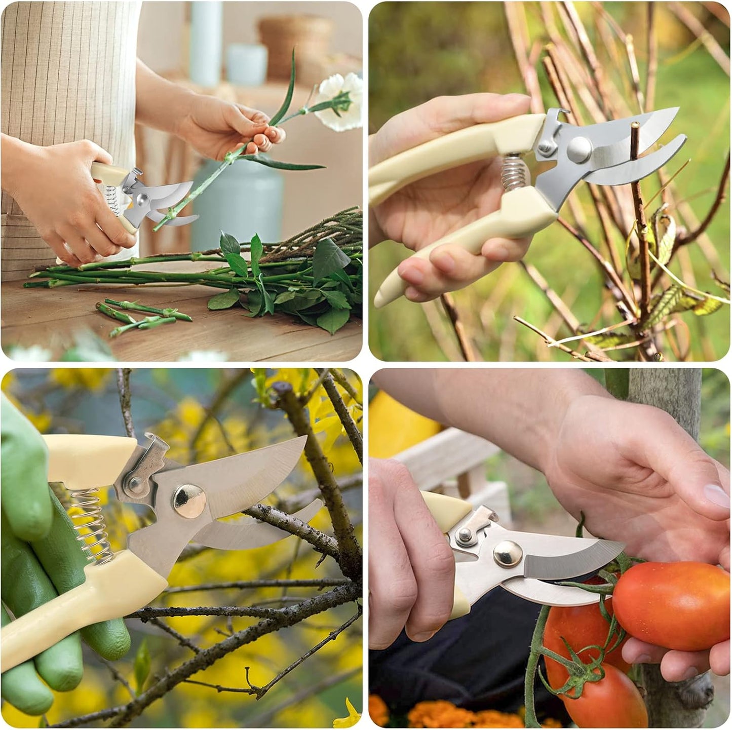 Germany Pruning Shears For Gardening, Arthritis Weak Hand Snips, 4x cutting power trimming, 1-Inch Cut Capacity Garden Clippers, Ergonomic handle, Rust resistant, high strength steel, Sharp