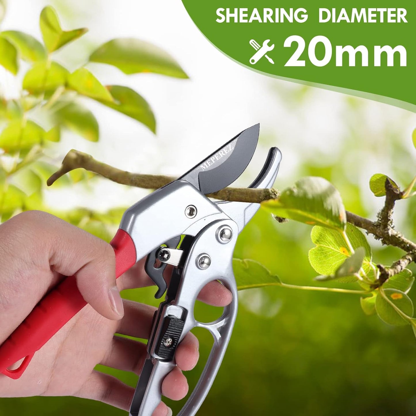 Germany Pruning Shears For Gardening, Arthritis Weak Hand Snips, 4x cutting power trimming, 1-Inch Cut Capacity Garden Clippers, Ergonomic handle, Rust resistant, high strength steel, Sharp