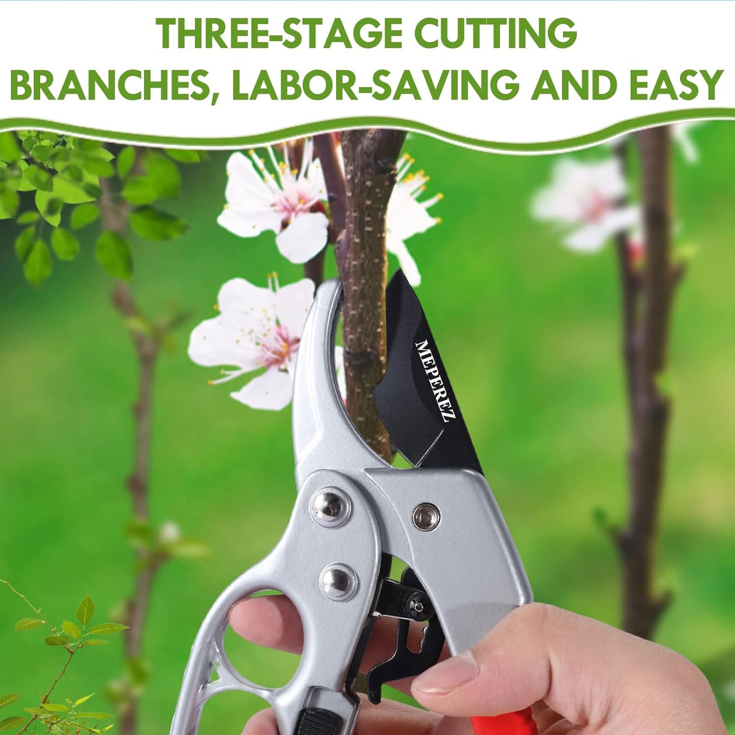 Germany Pruning Shears For Gardening, Arthritis Weak Hand Snips, 4x cutting power trimming, 1-Inch Cut Capacity Garden Clippers, Ergonomic handle, Rust resistant, high strength steel, Sharp