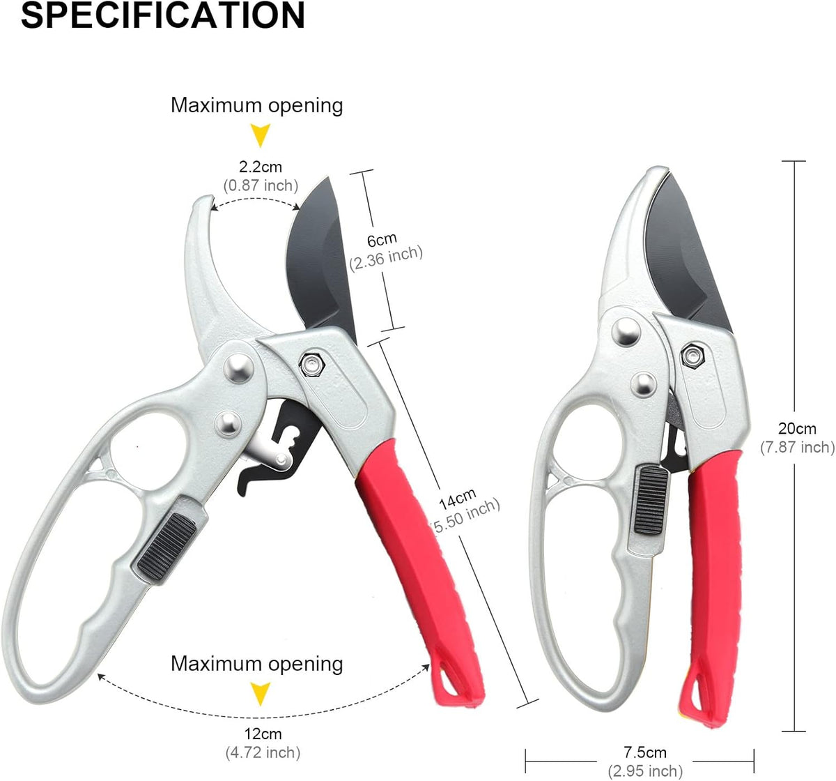 Germany Pruning Shears For Gardening, Arthritis Weak Hand Snips, 4x cutting power trimming, 1-Inch Cut Capacity Garden Clippers, Ergonomic handle, Rust resistant, high strength steel, Sharp