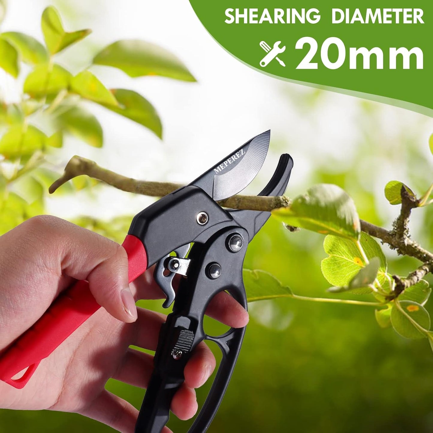 Germany Pruning Shears For Gardening, Arthritis Weak Hand Snips, 4x cutting power trimming, 1-Inch Cut Capacity Garden Clippers, Ergonomic handle, Rust resistant, high strength steel, Sharp