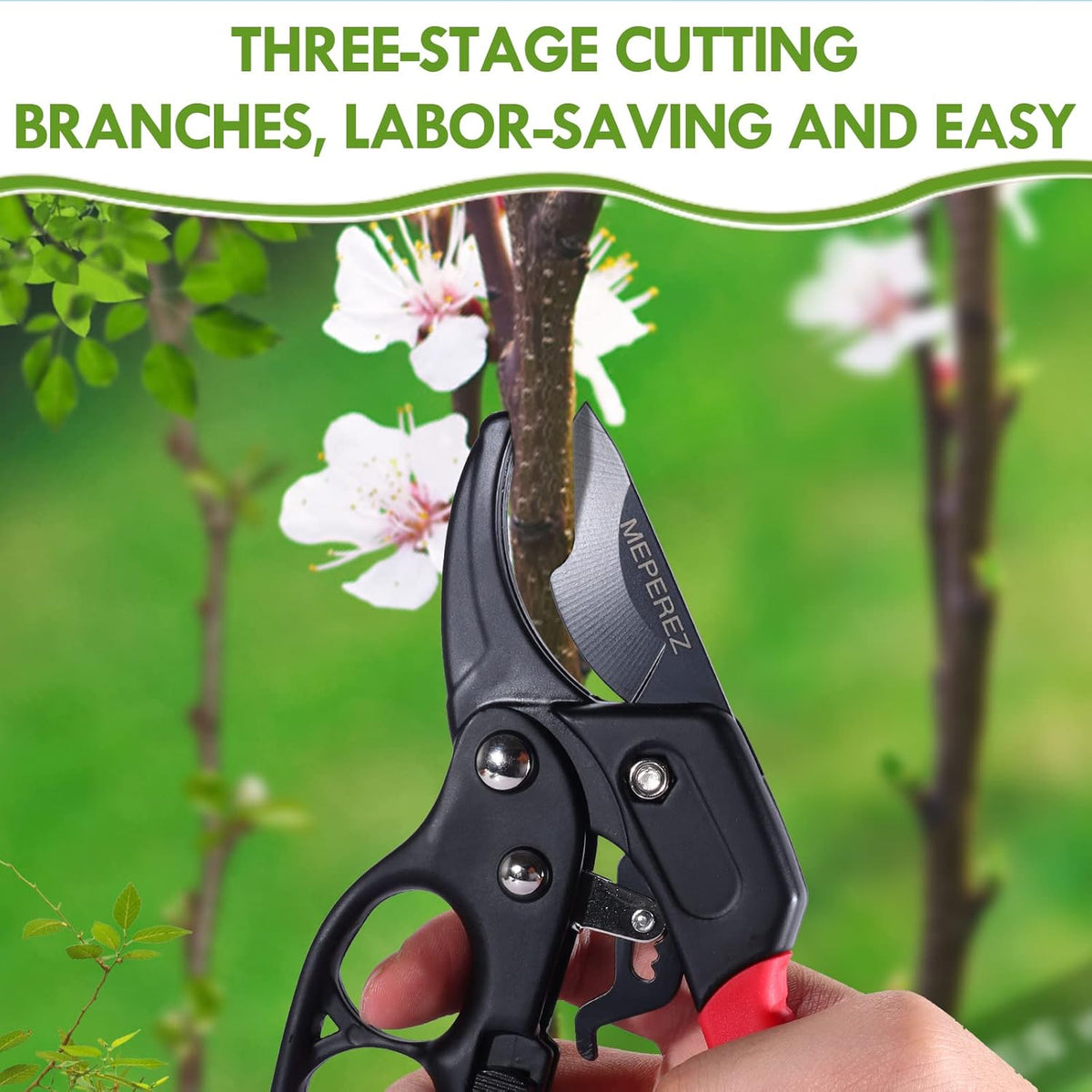 Germany Pruning Shears For Gardening, Arthritis Weak Hand Snips, 4x cutting power trimming, 1-Inch Cut Capacity Garden Clippers, Ergonomic handle, Rust resistant, high strength steel, Sharp