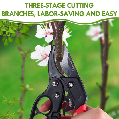 Germany Pruning Shears For Gardening, Arthritis Weak Hand Snips, 4x cutting power trimming, 1-Inch Cut Capacity Garden Clippers, Ergonomic handle, Rust resistant, high strength steel, Sharp