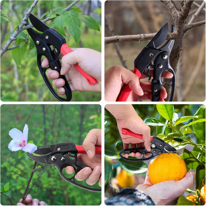 Germany Pruning Shears For Gardening, Arthritis Weak Hand Snips, 4x cutting power trimming, 1-Inch Cut Capacity Garden Clippers, Ergonomic handle, Rust resistant, high strength steel, Sharp