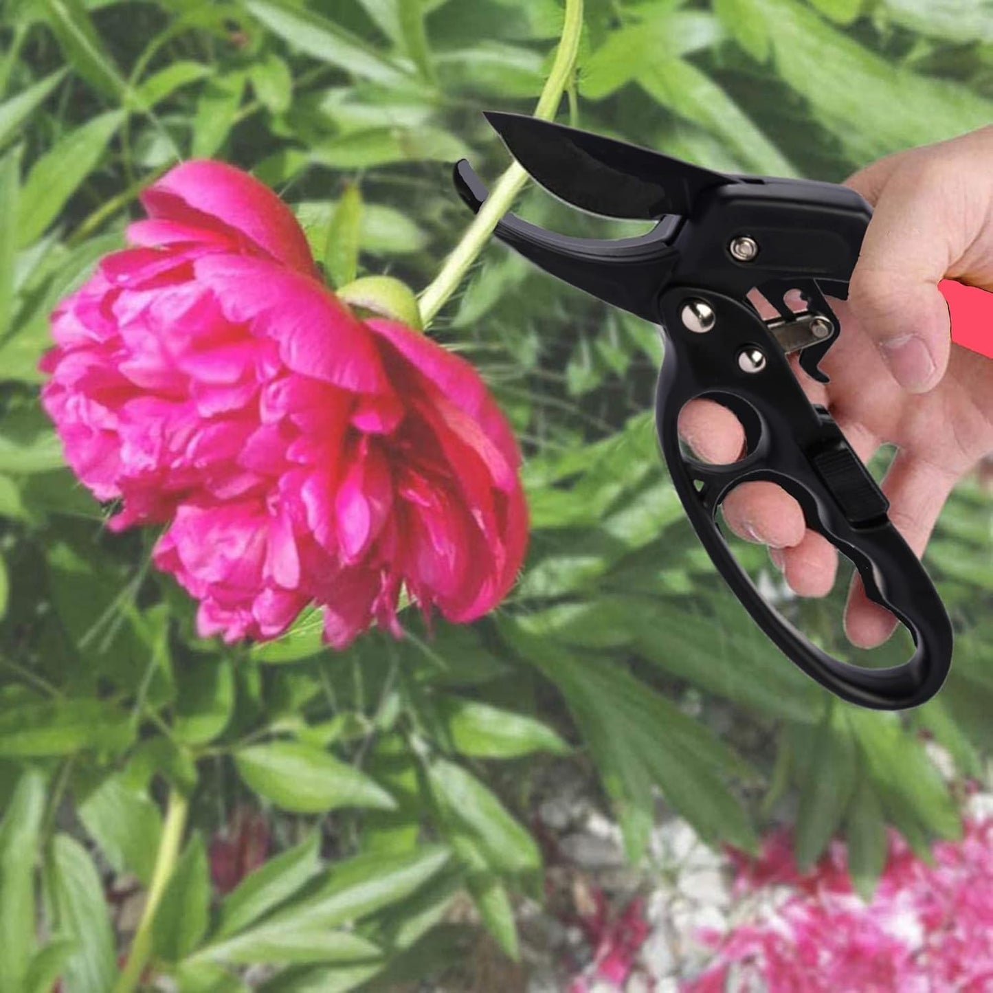 Germany Pruning Shears For Gardening, Arthritis Weak Hand Snips, 4x cutting power trimming, 1-Inch Cut Capacity Garden Clippers, Ergonomic handle, Rust resistant, high strength steel, Sharp