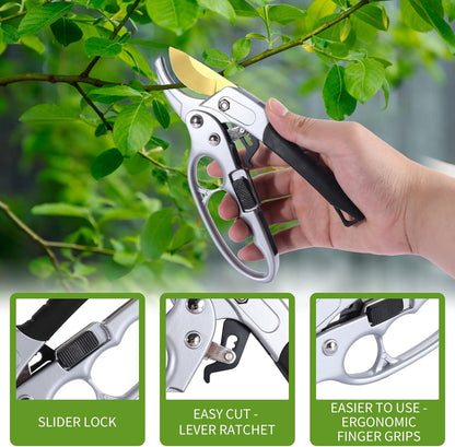 Germany Pruning Shears For Gardening, Arthritis Weak Hand Snips, 4x cutting power trimming, 1-Inch Cut Capacity Garden Clippers, Ergonomic handle, Rust resistant, high strength steel, Sharp