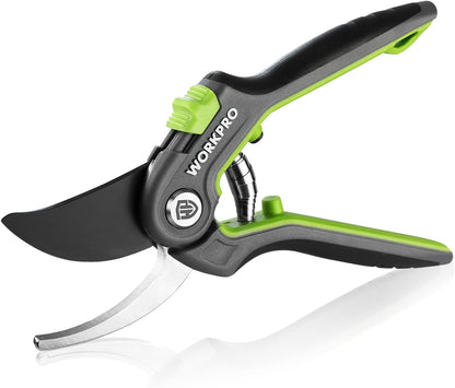 Pruning Shears, Garden Clippers with SK5 Steel Blades, 8" Bypass