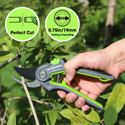 Pruning Shears, Garden Clippers with SK5 Steel Blades, 8" Bypass
