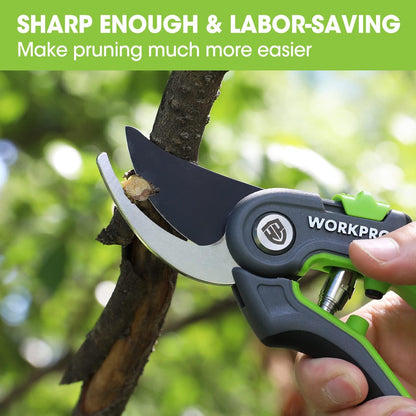 Pruning Shears, Garden Clippers with SK5 Steel Blades, 8" Bypass