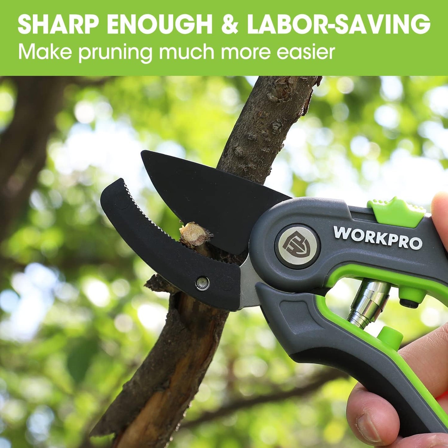 Pruning Shears, Garden Clippers with SK5 Steel Blades, 8" Bypass
