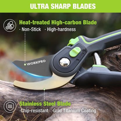 Pruning Shears, Garden Clippers with SK5 Steel Blades, 8" Bypass