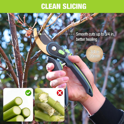 Pruning Shears, Garden Clippers with SK5 Steel Blades, 8" Bypass