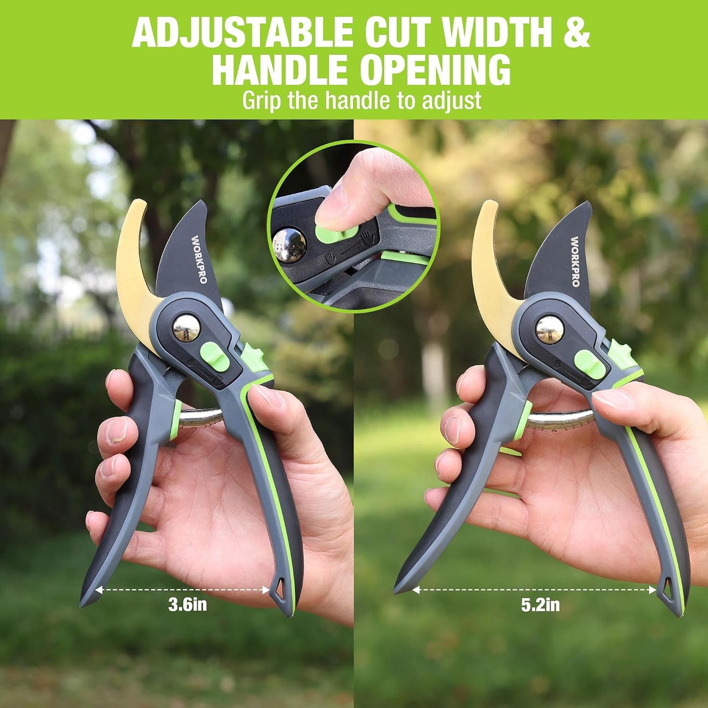 Pruning Shears, Garden Clippers with SK5 Steel Blades, 8" Bypass
