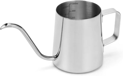 350ml Small Watering Can for Indoor Plants, 12oz Mini Plant Watering Pot with Long Spout and Handle, Black Tiny Stainless Steel Watering-Can for Outdoor Indoor Plants Flower Garden