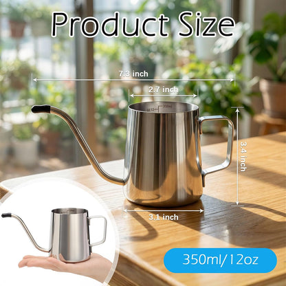 350ml Small Watering Can for Indoor Plants, 12oz Mini Plant Watering Pot with Long Spout and Handle, Black Tiny Stainless Steel Watering-Can for Outdoor Indoor Plants Flower Garden