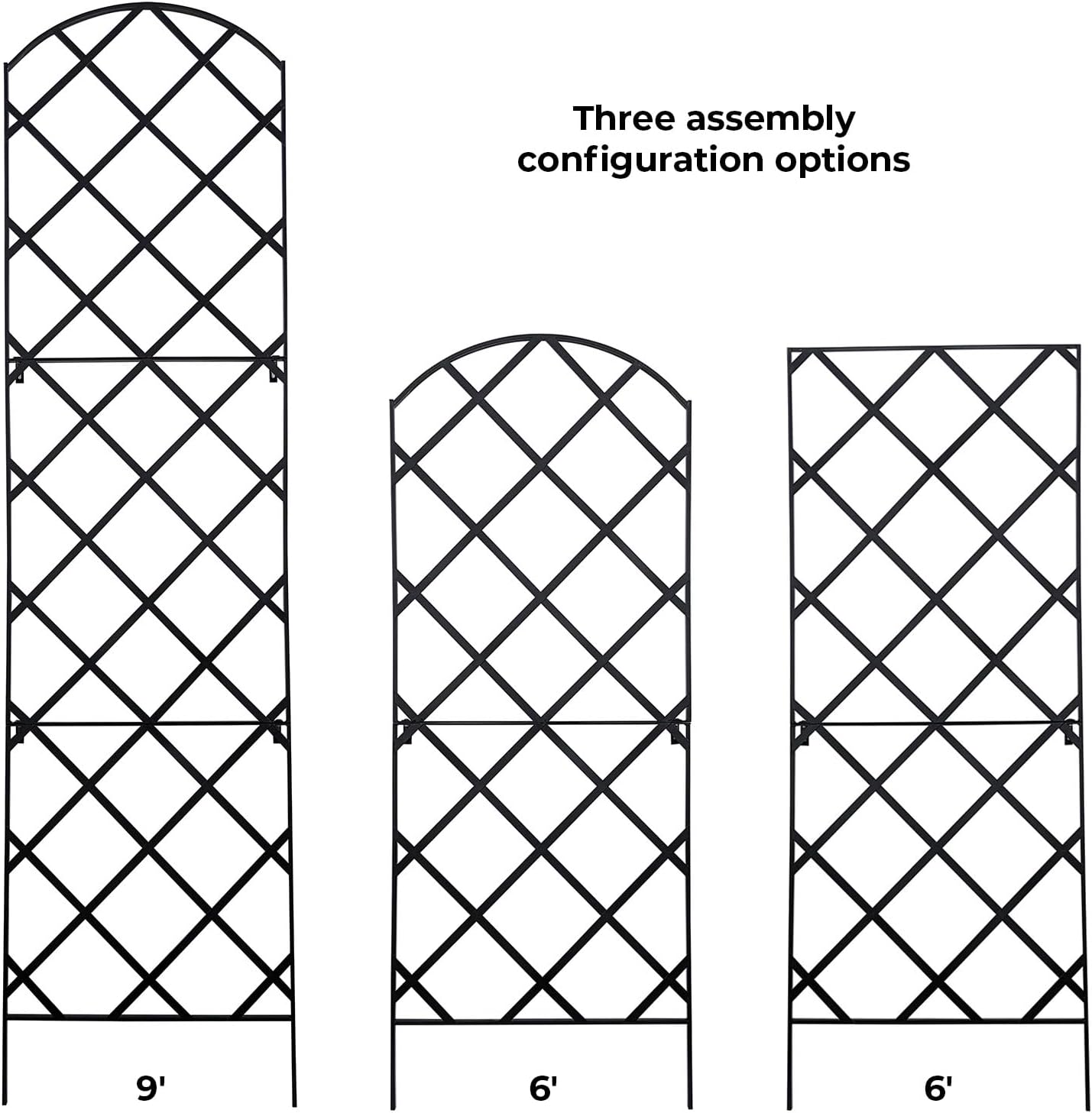 Giant Trellis, 108” high (9’ Tall) by 28” Wide Trellis with Arched top - Pack of 3 Complete trellises