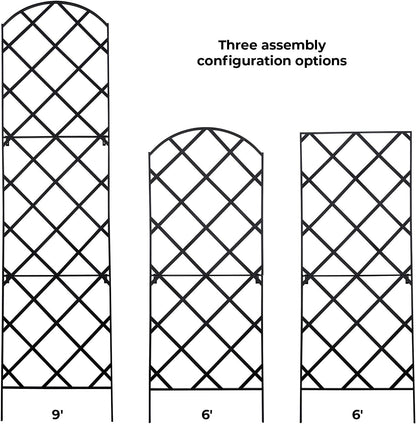 Giant Trellis, 108” high (9’ Tall) by 28” Wide Trellis with Arched top - Pack of 3 Complete trellises