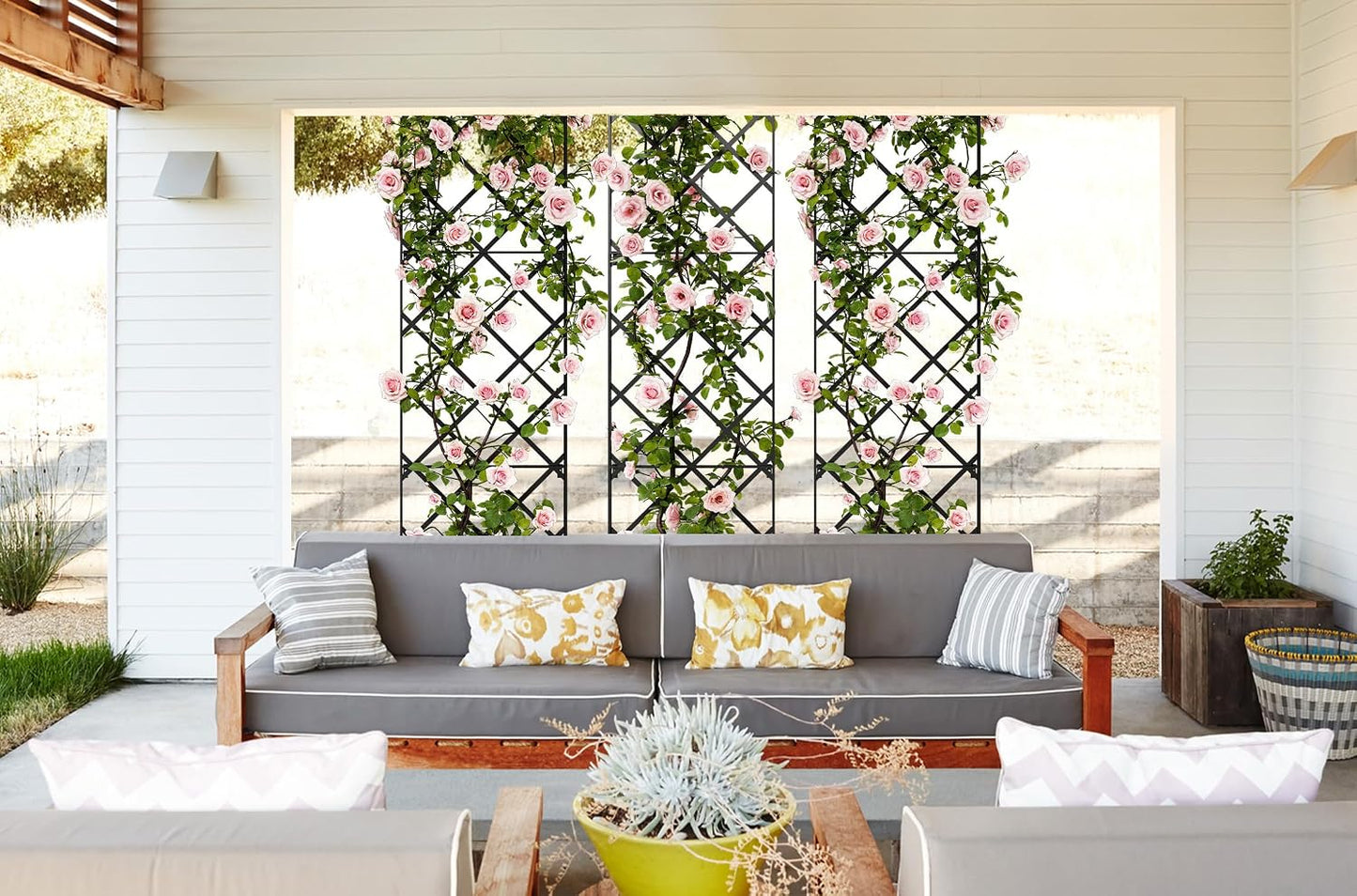 Giant Trellis, 108” high (9’ Tall) by 28” Wide Trellis with Arched top - Pack of 3 Complete trellises