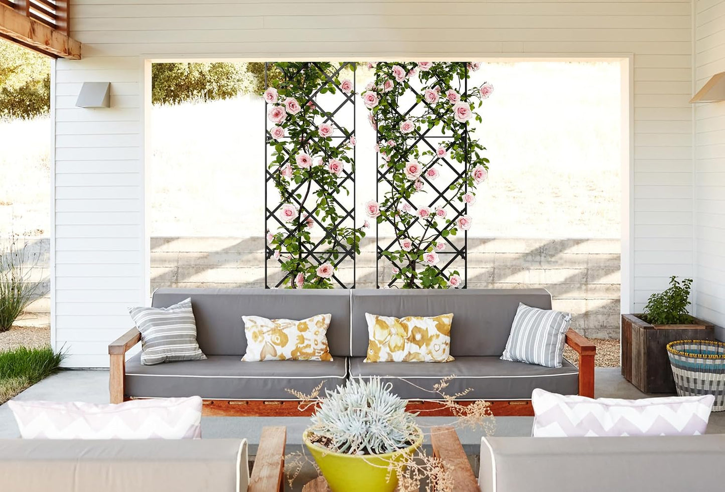 Giant Trellis, 108” high (9’ Tall) by 28” Wide Trellis with Arched top - Pack of 3 Complete trellises