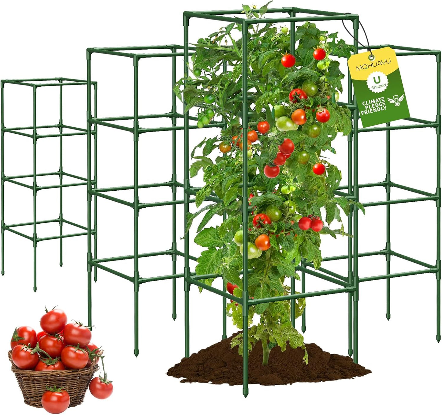 4 Pack Tomato Cage for Garden Support, 43 inch Tall Adjustable Plant Support Stakes, Tomato Trellis Extra Bold for Climbing Vegetables Plants Flowers