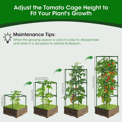 4 Pack Tomato Cage for Garden Support, 43 inch Tall Adjustable Plant Support Stakes, Tomato Trellis Extra Bold for Climbing Vegetables Plants Flowers