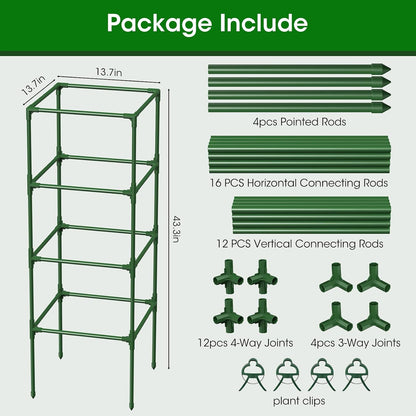 4 Pack Tomato Cage for Garden Support, 43 inch Tall Adjustable Plant Support Stakes, Tomato Trellis Extra Bold for Climbing Vegetables Plants Flowers