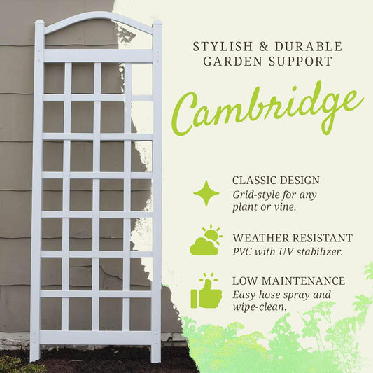 Cambridge Wall Mounted Garden Vinyl Trellis, 28" x 75", White