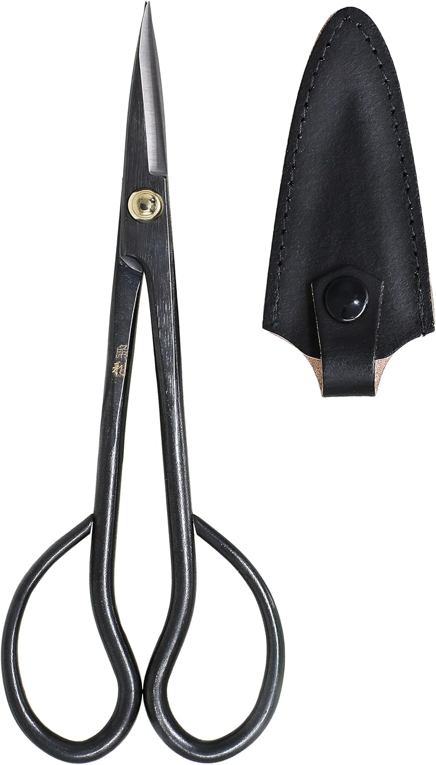 Satsuki Bonsai Scissors Made in Japan 7", Japanese Carbon Steel Blade, Precision Bonsai Shears for Fine Pruning and Trimming