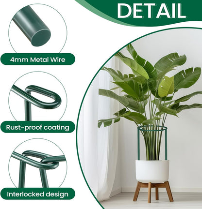 24 Pcs Snake Plant Support Stakes 10" W x 16" H Half Round Peony Cages and Supports Plant Ring Metal Garden Ring Border for Indoor Outdoor Tomato Hydrangea Peony Flower Monstera