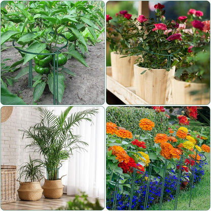 24 Pcs Snake Plant Support Stakes 10" W x 16" H Half Round Peony Cages and Supports Plant Ring Metal Garden Ring Border for Indoor Outdoor Tomato Hydrangea Peony Flower Monstera