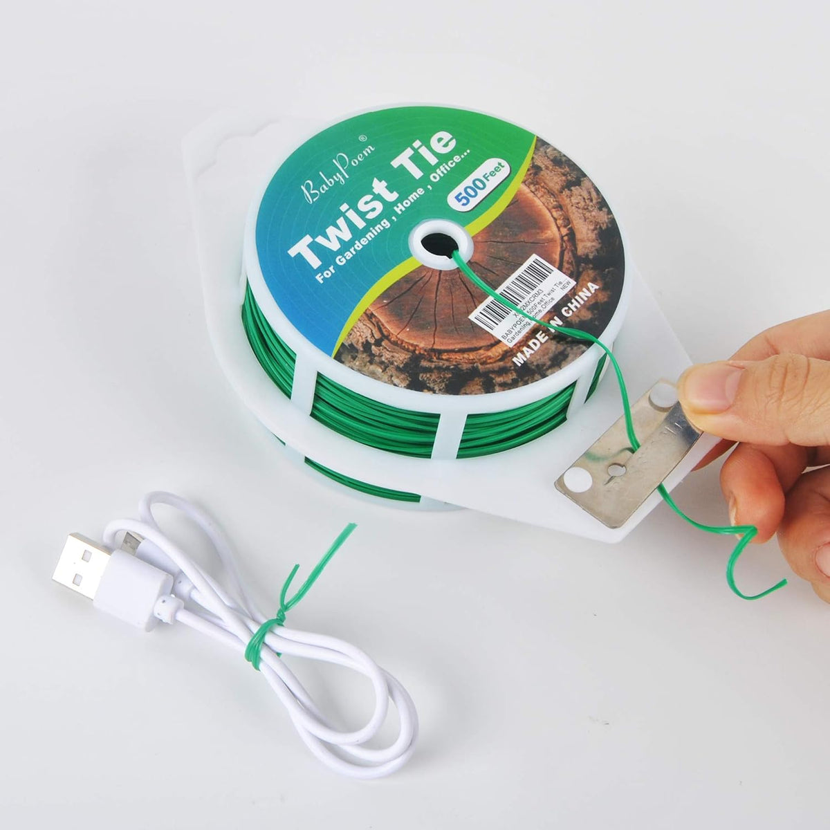 500 Feet (152M) Twist Ties with Cutter, Plastic Multi-purpose Reusable Twist Wire for Gardening, Home, Office