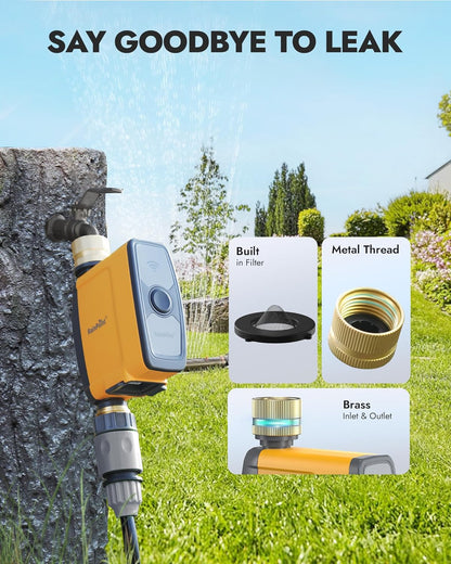 WiFi Water Timer, Smart Sprinkler System Valve With APP & Voice Control, Weather-Based Automatic Rain Delay, Brass Inlet & Outlet (No WiFi Hub)