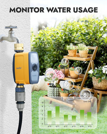 WiFi Water Timer, Smart Sprinkler System Valve With APP & Voice Control, Weather-Based Automatic Rain Delay, Brass Inlet & Outlet (No WiFi Hub)