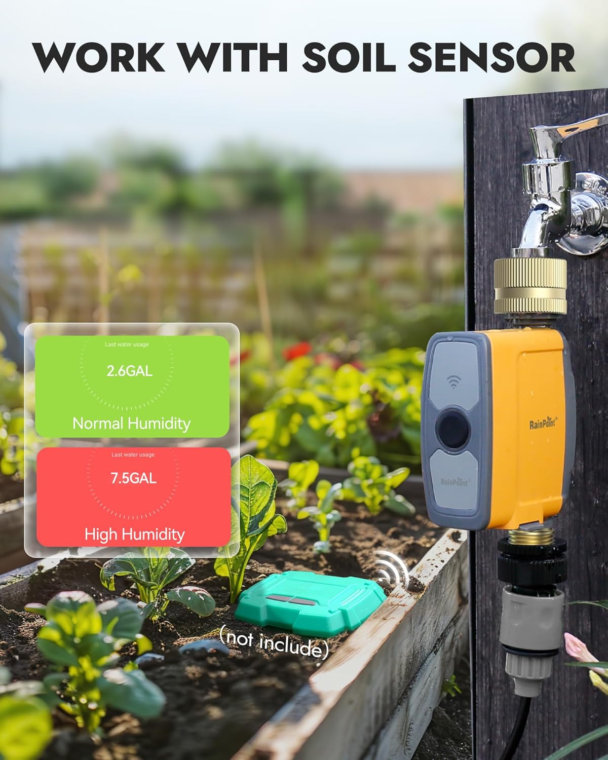 WiFi Water Timer, Smart Sprinkler System Valve With APP & Voice Control, Weather-Based Automatic Rain Delay, Brass Inlet & Outlet (No WiFi Hub)