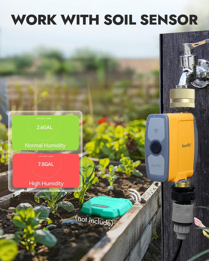 WiFi Water Timer, Smart Sprinkler System Valve With APP & Voice Control, Weather-Based Automatic Rain Delay, Brass Inlet & Outlet (No WiFi Hub)