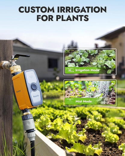 WiFi Water Timer, Smart Sprinkler System Valve With APP & Voice Control, Weather-Based Automatic Rain Delay, Brass Inlet & Outlet (No WiFi Hub)